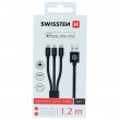 Cablul de încărcare și de date Swissten TEXTILE 3in1