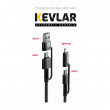 Cablul de încărcare și de date Swissten Kevlar 4in1 3A 1,5 m