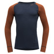 Tricou funcțional bărbați Devold Duo Active Merino 205 Shirt albastru/portocaliu Flame/Ink