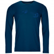 Tricou funcțional bărbați Ortovox 185 Merino Logo Spray LS albastru