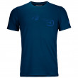 Tricou funcțional bărbați Ortovox 185 Merino Logo Spray TS albastru