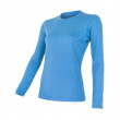 Tricou femei Sensor Merino Wool Active mânecă lungă albastru deschis modrá