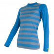Tricou femei Sensor Merino Wool Active mânecă lungă albastru modrá pruhy