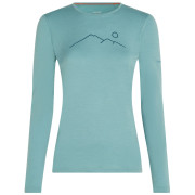 Tricou funcțional femei Icebreaker Women Merino 200 Oasis LS Crewe Rainer Ridge albastru deschis Hydro
