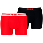 Boxeri bărbați Puma Everyday Placed Logo Boxer 2P negru/roșu Red / Black