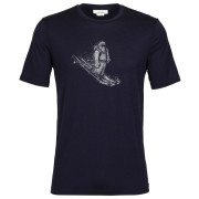 Tricou bărbați Icebreaker Tech Lite II SS Tee Skiing Yeti albastru închis