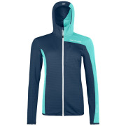 Hanorac funcțional de damă Ortovox Fleece Light Grid Hooded Jkt W albastru deep ocean