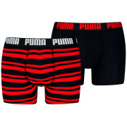 Boxeri bărbați Puma Everyday Striped Boxers 2P negru/roșu Red / Black