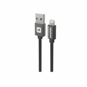 Cablul de încărcare și de date Swissten Textile USB / Lightning 1,2 m negru černá