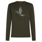 Tricou funcțional bărbați Icebreaker Men Merino 200 Oasis LS Crewe SkiingYeti verde închis Dk Loden