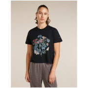 Tricou femei Icebreaker Merino 150 Tech Lite SS Crop Tee NZ Flora negru BLACK