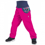 Pantaloni softshell copii Unuo kalhoty s fleecem vzor roz
