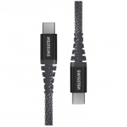 Cablul de încărcare și de date Swissten Kevlar USB-C/USB-C 1,5 m gri închis