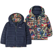Geacă copii Patagonia Baby Reversible Down Sweater Hoody - LCNE albastru Let's Chat: New Navy