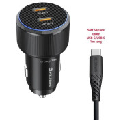 Adaptor Swissten Car Charger 2X USB-C PD, 50W + cabel USB-C / USB-C, 1 m