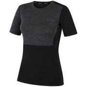 Tricou femei MOOA MerinoSilk Block 160 short negru black melange