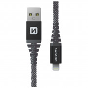 Cablul de încărcare și de date Swissten Kevlar USB/Lightning 1,5 m gri închis