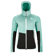 Geacă femei Ortovox Fleece Rib Hoody W albastru deschis aquatic ice