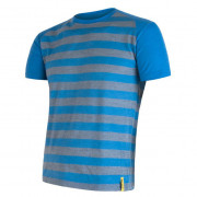 Tricou funcțional bărbați Sensor Merino Wool Active mânecă scurtă albastru/gri modrá pruhy