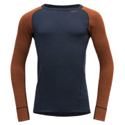 Tricou funcțional bărbați Devold Duo Active Merino 205 Shirt albastru/portocaliu Flame/Ink