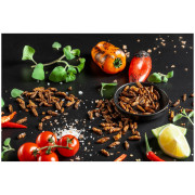 Greieri comestibili Sens Greieri crocanți și prăjiți cu roșii și oregano