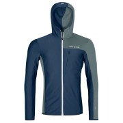 Hanorac funcțional bărbați Ortovox Fleece Light Grid Hooded Jkt M albastru închis deep ocean