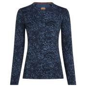 Tricou funcțional femei Icebreaker Women M 200 Oasis LS Crewe Moss BloomAOP albastru / negru Midnvy/Dawn/Aop