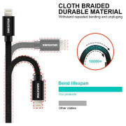 Cablul de încărcare și de date Swissten Textile USB / Lightning 3 m