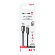Cablul de încărcare și de date Swissten Textile USB-C / USB-C 3 m negru černá