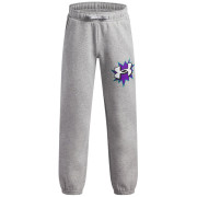 Pantaloni copii Under Armour UA B Rival FLC Graphics Jgr Mod Gray Light Heather gri/alb Mod Gray Light Heather / / White