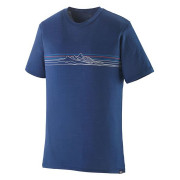 Tricou bărbați Patagonia M's Cap Cool Merino Blend Graphic Shirt albastru Strata Stripe: Clement Blue