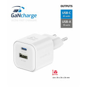 Încărcător Swissten TRAVEL CHARGER GaN 1x USB-C 20W PD AND 1x USB-A 18W QC