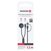 Cablul de încărcare și de date Swissten Wireless magnetic charging cable 2in1 for Samsung Watch + USB-C 1,2 m
