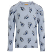 Tricou funcțional copii Icebreaker Kids M 200 Oasis LS Crewe Bear Tour AOP albastru deschis Zinc Blue/Aop