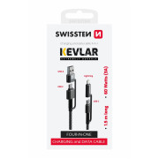 Cablul de încărcare și de date Swissten Kevlar 4in1 3A 1,5 m