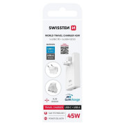 Adaptor Swissten World Travel Charger 45W GaN USB-C + USB-A
