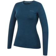 Tricou femei MOOA MerinoSilk 160 long albastru lagoon blue melange
