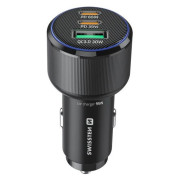 Adaptor Swissten Car Charger 2x USB-C PD + USB-A, 95 W + cabel USB-C / USB-C, 1 m
