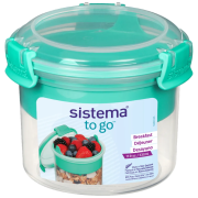Cutie pentru gustări Sistema To Go Dóza na snídani s miskou a lžičkou 530 ml verde