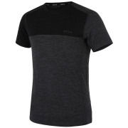 Tricou bărbați MOOA MerinoSilk Block 160 short negru black melange
