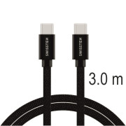 Cablul de încărcare și de date Swissten Textile USB-C / USB-C 3 m