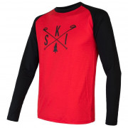 Tricou bărbați Sensor Merino Active Pt Ski, mânecă lungă negru/roșu