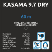 Coardă de alpinism Camp Kasama 9.7 Dry - 60m