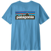 Tricou bărbați Patagonia P-6 Logo T-Shirt albastru deschis Shore Blue