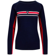 Tricou funcțional femei Dale of Norway Aksla Feminine Baselayer Crew neck albastru închis Navy Red OffWhite