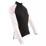 Tricou de ciclism femei Axon Nippon mânecă lungă D negru/alb