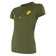 Tricou funcționali femei Sensor Merino Wool Swallow mânecă scurtă verde închis safari