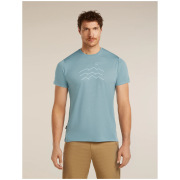 Tricou funcțional bărbați Icebreaker Merino Blend 125 Cool-Lite™ Sphere SS Tee Across the Peaks albastru deschis FLINT BLUE