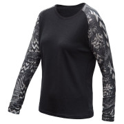 Tricou funcțional pentru femei cu mânecă lungă Sensor Merino Blend Impress negru/gri černá/zebra