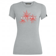 Tricou femei Salewa Lines Graphic Dry W T-Shirt. gri/roșu